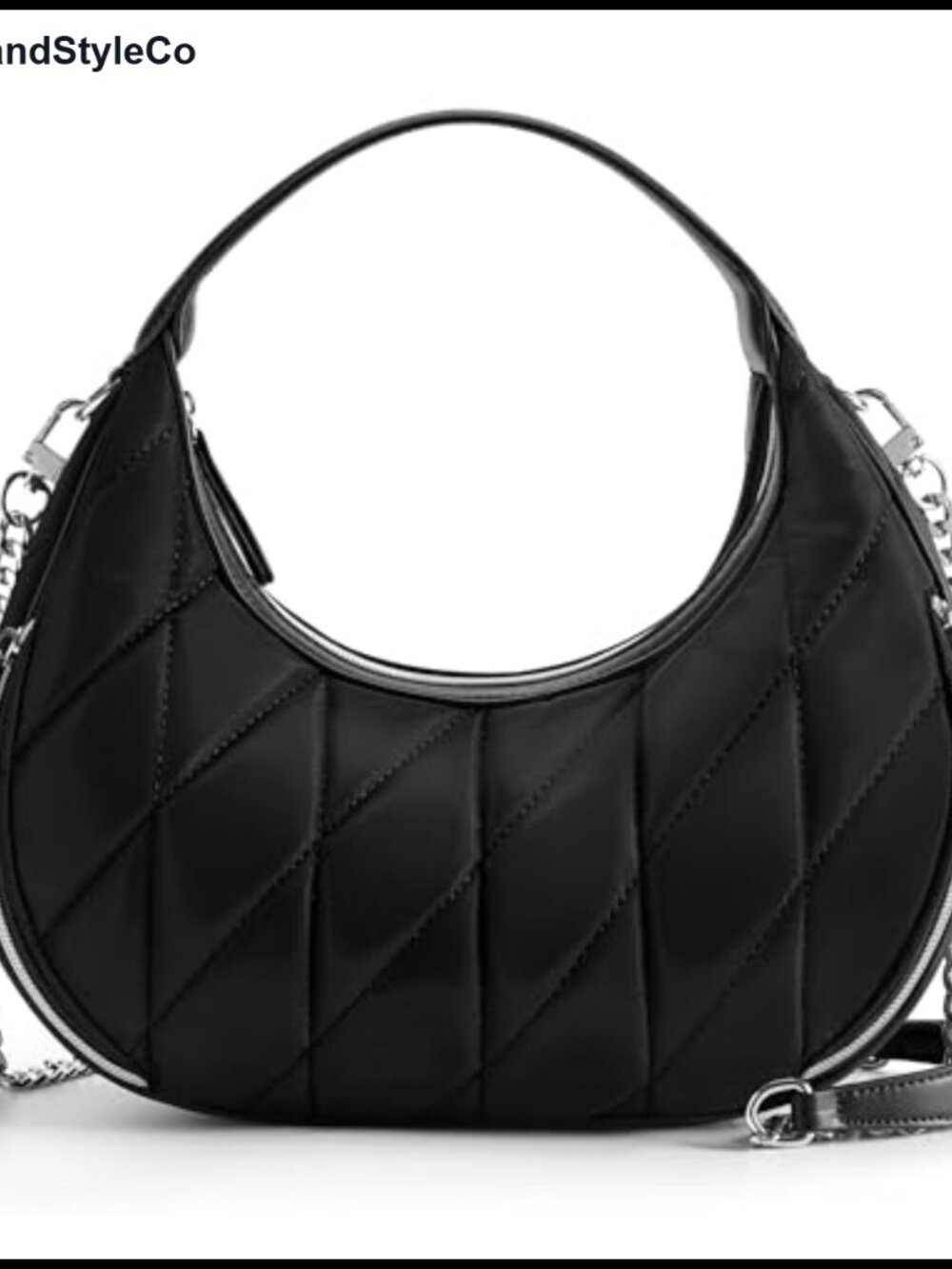 Quilted Crescent Shoulder Bag Waterproof Nylon Crossbody Hobo Purse